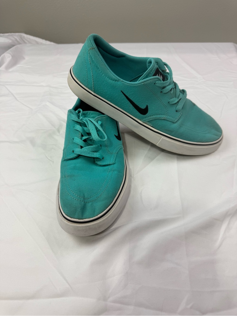 Nike Teal Low-Top Canvas Sneakers with Black Swoosh
